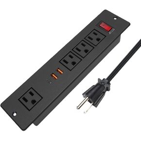 20W USB C Recessed Power Strip, Fast Charge Flush Mount Furniture Outlets,Built in Mountable Power Plug for Desk Tabletop Cabinet Drawer Nightstand
