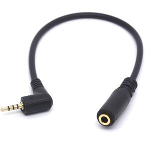 Angled 2.5mm Male to 3.5mm Female Audio Cable Headphone Adapter, 4 Pole 2.5 to 3.5 Stereo Earphone Headset Converter