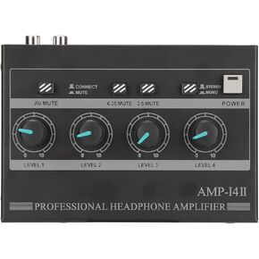 4 Channels Metal Stereo Audio Amplifier Compact 4 Way Stereo Headphone Amplifier with 12V 1.5A Adaptor for Studio Stage (#2)