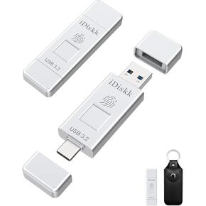 iDiskk SSD 256GB 500MB/S Fingerprint Encryption High Speed Flash Drive Photo Stick for iPhone 15/15 Plus/15 Pro/15 Pro Max,USB C iPad, MacBook,Laptops,Android &PC,ONE-Click Backup Photos &Videos