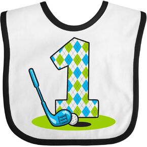 inktastic Argyle Golf 1st Birthday Baby Bib