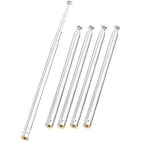 uxcell 5 Sections Telescopic Antenna, 12 Inches 310mm Long AM FM Radio Telescoping Antenna for FM Radio TV, 5 Pcs Communications Antenna for Home Theater, Silver Tone