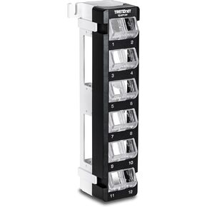 TRENDnet 12-Port Blank Angled Wall Mount Keystone Patch Panel, TC-KP12V, Use with TRENDnet Keystone Jacks (Sold Separately), Snap-in Style, Quick and Easy Access, 89D Wall Mount Bracket Included