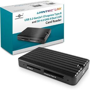 Vantec Card Reader with USB 3.2 Gen2x1 (10Gbps) for CFexpress Type B and SD 4.0 UHS-II, Dual LUN with The Capability to Read/Write simultaneously Between Cards (UGT-CR702)