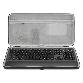 Geekria Hard Shell Travel Carrying Bag for 104~108 Key Computer Mechanical Gaming, Compatible with Logitech G613 LIGHTSPEED Wireless, G613 Keyboard and G305 Gaming Mouse Case Combo (Dark Grey)