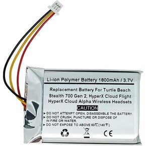 1800mAH 3.7V Replacement Battery for Turtl e Beach Stealth 700 Gen 2, Hyper X Cloud Flight, Hyper X Cloud Alpha Wireless Headsets