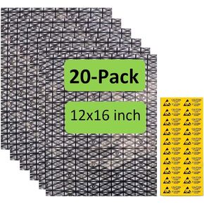 Anti Static Bags, with Antistatic Sticker Large Premium Anti Static Bag, Open Top ESD Shielding Anti-Static Bag for Motherboard SSD HDD Laptop Electronic Components protect, (20-Pack 12x16 inch)