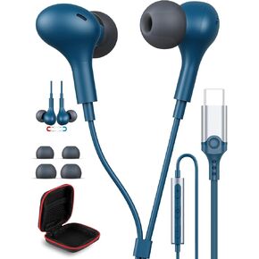 USB C Headphone Magnetic Wired Earphone for iPhone 15 Pro Max Samsung A54 A53 Galaxy S23 Plus S24 Ultra in-ear Noise Canceling Cord Headset Mic Type C Earbud Google Pixel 8 7 6a 7a 8a Z Flip Fold 6 5