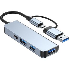 4 Ports USB C Hub USB 3.0 Hub for Laptop PC, USB C to USB Splitter with 1 USB 3.0, 1 USB C, 2 USB 2.0 Ports, USB Extender for MacBook, Mac Pro, iMac, iPad Pro, Surface, XPS, Flash Drive, Mobile HDD