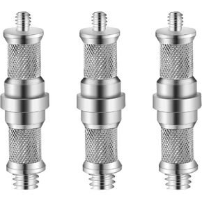 3 Pieces Standard 1/4 to 3/8 inch Metal Male Convertor Threaded Screw Adapter Spigot Stud for Studio Light Stand, Hot Shoe/Cold Shoe Adapter, Ball Head, Wireless Flash Receiver, Trigger