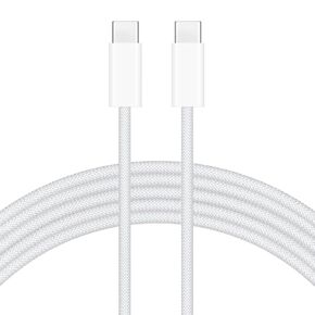 10ft USB C to USB C Woven Charger Cable for iPhone15 Pro/Plus/ 15 Pro Max, iPad Air 5th/ 4th, iPad 10th Gen, iPad Mini 6th Gen, iPad Pro 13/ 12.9/11 inch, Type-c MacBook Pro Fast Charging Cord (White)