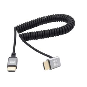 RIIEYOCA 90 Degree Up Angle UHD 4K HDMI Male to HDMI Male 18Gbps High Speed 2.0 Extender Coiled Cable Supports 4K@60Hz,1080p,ARC,3D,for Blu-ray Players,DVRs,HDTV,Roku Ultra Stretchable to 1.5M/5FT