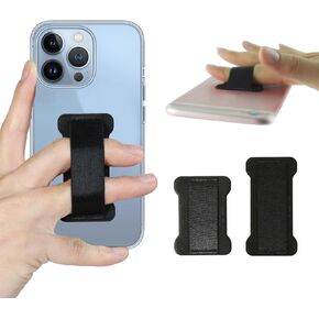 REINVENT EGO-Finger Strap Phone Holder - Cell Phone Grip Holds Device with just a Finger - Ultra Thin Anti-Slip Universal Cell Phone Grips Band Holder for Back of Phone - 2Pack(Black)