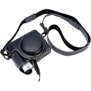 ZV1 Camera Case - Vintage PU Leather Camera Case for Sony ZV1 ZV-1 DSLR Camera Protective Leather Camera Case Bag with Camera Shoulder Strap (black)