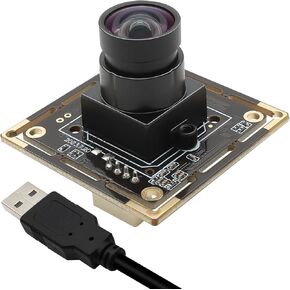 5MP USB Camera Module 30FPS Webcam 80° Viewing Angle No Distortion Lens Lightburn Camera 1944P Industrial Security Camera USB2.0 for VR Face Recognition Streaming,PC/Laptop/Raspberry Pi