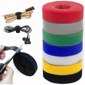 16 Rolls(104ft x 1/2inch) Cable Ties Cable Management Fastening Reusable Hook and Loop Tape Power Cord Organizer Tie Wire Charging Cable Ties Cable Fastener