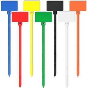 Cable Zip Tie with Tag,Wire Zip Ties with Label,200 Pcs 4 inch Plastic Nylon Cable Ties,Multi Color Self-Locking Write on Tie Wraps