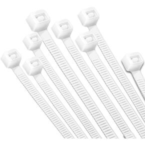 250pcs 4 x 300mm/12inch,white Cable Zip Ties Heavy Duty, Premium Plastic Wire Ties with Tensile Strength, Cable Ties, Self-Locking White Nylon Tie Straps