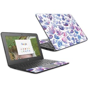 MightySkins Skin Compatible with HP Chromebook 11 G6 11.6" (2018) - Blue Flowers | Protective, Durable, and Unique Vinyl Decal wrap Cover | Easy to Apply, Remove, and Change Styles | Made in The USA