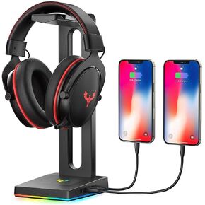 Blade Hawks RGB Gaming Headphone Stand with 3.5mm AUX and 2 USB Ports, Durable Headset Stand Holder for Bose, Beats, Sony, Sennheiser, Jabra, JBL, AKG, Fancy Gaming Accessories - HS18 (Only for PC)