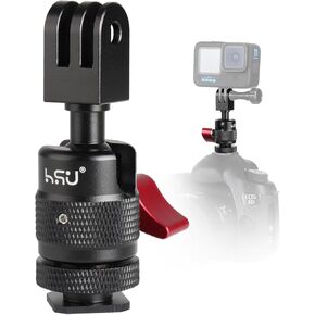 HSU Cold Shoe Mount Adapter, Aluminum 1/4"-20 Screw Hole 360° Rotation Camera Tripod Mount for GoPro Hero 12/11/10/9/8/7/AKASO/DJI Osmo Action, Applicable for Tripod Selfie Stick and DSLR Camera Flash
