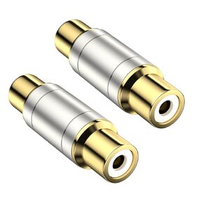 2-Pack Gold Plated RCA Female to Female Coupler,Barrel Connectors Adapters Extend Subwoofer RCA Cables for HDTV,Speakers, Amplifiers, Car Audio