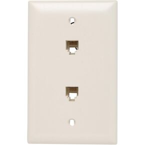 Legrand-Pass & Seymour TPTE2LA Two Modular RJ11 TelephoneJacks with Wall Plate, Four Conductor, Single Gang, Light Almond
