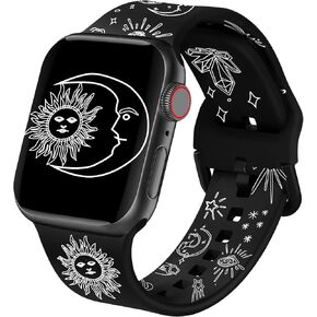 ACESTAR Double Sided Watch Bands and Straps Compatible with Apple Watch Band 38mm 40mm 41mm, Cute Baseball Floral Soft Silicone Replacement with Classic Clasp for iWatch Series 9 8 7 6 5 4 3 2 1 SE