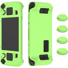 Case Compatible with Steam Deck,Thickened Soft Silicone Shockproof and Anti-Scratch Protective Cover with with 4 Rocker Caps (Luminous Green)
