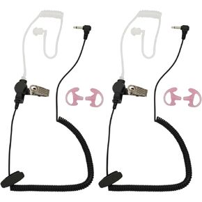 2Pcs 2.5mm Receiver/Listen ONLY Surveillance Acoustic Tube Earpiece Headset Shoulder mic with One Pair Medium Earmolds for Two-Way Radios, Transceivers and Radio Speaker Mics Microphone Jacks