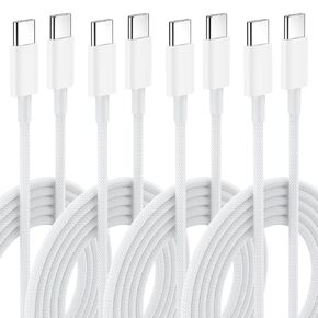 USB C to USB C Cable 6FT, Agtray 4Pack USBC 60W Fast Charging Type C to C Charger Nylon Braided Cord Compatible for iPhone 15 Pro Max Plus, MacBook/iPad Pro, Samsung Galaxy S24 S23 S22 A54 A55 (Black)