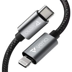FosPower Vena USB C to Lightning Cable - 10FT, (Apple MFI Certified) 18W Fast Charge Nylon Braided Apple Charger Compatible with iPhone 14/13/12/12 Mini/12 Pro/11 Pro Max/X/XS/XR/SE/iPad Pro Air