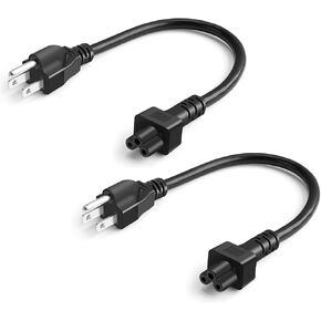 3 Prong AC Power Cord [2-Pack], UL Listed CableCreation 1 feet Short Power Cable for IEC-60320 IEC320 C5 to NEMA 5-15P, 0.3M / Black in Saudi Arabia