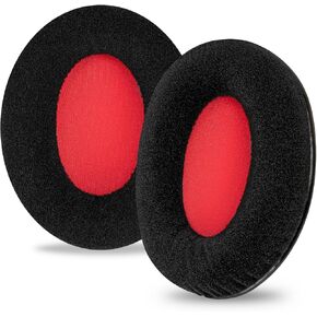 Replacement Ear Pads for HyperX Cloud II, 2, Cloud III, 3, Mix, Alpha, Cloud Flight, Stinger, 2, 2 Core Headphones Ear Cushions, Ear Covers, Headset Earpads (Velour/Black Red)