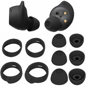 Replacement for Samsung Galaxy Buds FE Wing Tip Ear Tip 10 PCS Accessories, Silicone Earbuds Wingtips 2 Pairs and Eartips 3 Pairs for Galaxy Buds FE, Black