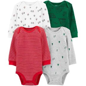 Carter's 4 Pk Short Sleeve Bodysuits, Holiday, Newborn