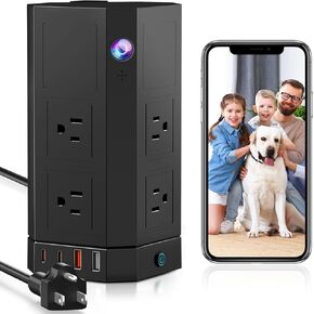 Indoor Cameras for Home with Power Strip Tower, WiFi Camera Indoor with Phone App, 2-Way Audio,SD Card & Cloud Storage,Motion Detection, Cameras for Home Security for Baby/Elder/Pet/Nanny in Kuwait