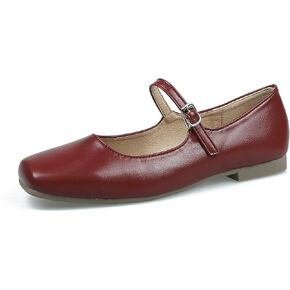 Mary Jane Flats for Women Buckle Ballet Flats Classy Dressy Comfortable Square Toe Slip on Flats Women's Soft Work Casual Dress Shoes