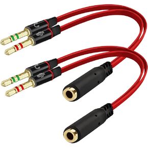 SaiTech 3.5mm Stereo Jack Splitter Cable Adapter for iPod, Mp3 Player, Mobile Phone, Laptop, PC, Headphone Speakers (Black)