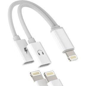 Iphone Headphone Splitter(2pack)2in1 Dual Lightning Charger AUX Cable Adaptador Para Dongle Audio Charge Jack Adapter Apple MFI Certified for 12 11 13 Pro Max Mini SE X XR 7 8Plus Ipad Music Converter