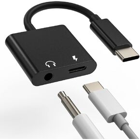USB-C to 3.5mm Headphone Adapter(2in1) DAC Audio Type C Charger Jack Dongle AUX Splitter Cord Accessories for Galaxy S20 S21 FE S22 Ultra Note10 S9 S10 Pixel LG iPad Pro Air 4 2022 2021
