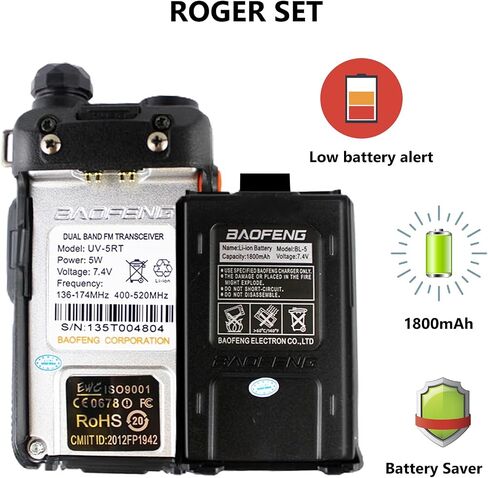 جهاز اتصال لاسلكي BAOFENG UV-5RT ثنائي النطاق، وضع الاستعداد المزدوج، طاقة خرج 5 وات، 128 قناة، راديو FM، مصباح يدوي LED، شاشة LCD كبيرة UV-5RT راديو محمول ثنائي الاتجاه مع هوائي AR-771 in Saudi Arabia