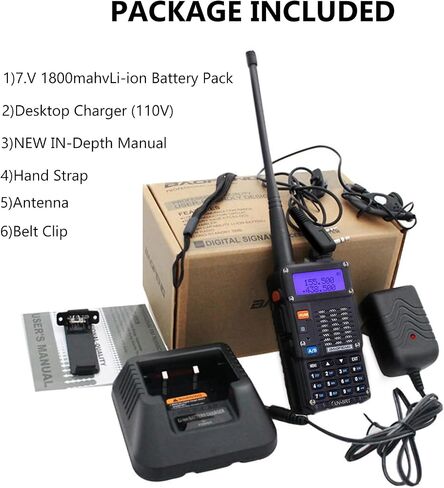 جهاز اتصال لاسلكي BAOFENG UV-5RT ثنائي النطاق، وضع الاستعداد المزدوج، طاقة خرج 5 وات، 128 قناة، راديو FM، مصباح يدوي LED، شاشة LCD كبيرة UV-5RT راديو محمول ثنائي الاتجاه مع هوائي AR-771 in Saudi Arabia