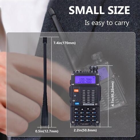جهاز اتصال لاسلكي BAOFENG UV-5RT ثنائي النطاق، وضع الاستعداد المزدوج، طاقة خرج 5 وات، 128 قناة، راديو FM، مصباح يدوي LED، شاشة LCD كبيرة UV-5RT راديو محمول ثنائي الاتجاه مع هوائي AR-771 in Saudi Arabia