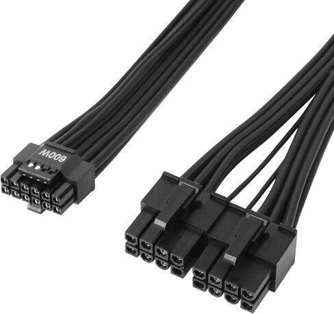 PCIE 5.0 Cable for EVGA, 16AWG 27'' Male Dual 8 Pin to 12+4 Pin 12VHPWR PCIE Cable for EVGA Power Supply (90° Black) in Saudi Arabia