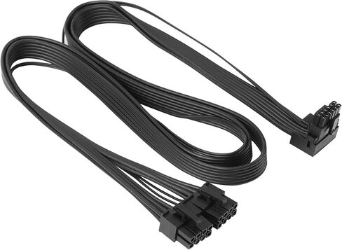 PCIE 5.0 Cable for EVGA, 16AWG 27'' Male Dual 8 Pin to 12+4 Pin 12VHPWR PCIE Cable for EVGA Power Supply (90° Black) in Saudi Arabia