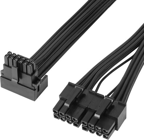 PCIE 5.0 Cable for EVGA, 16AWG 27'' Male Dual 8 Pin to 12+4 Pin 12VHPWR PCIE Cable for EVGA Power Supply (90° Black) in Saudi Arabia