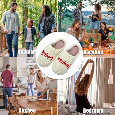 House Slippers for Women, Meet Me At Midnight Slippers Fluffy and Cozy Bedroom Slip On Shoes, Unisex ​for Indoor Outdoor Comfort -Ideal Holiday Birthday Gifts in Saudi Arabia
