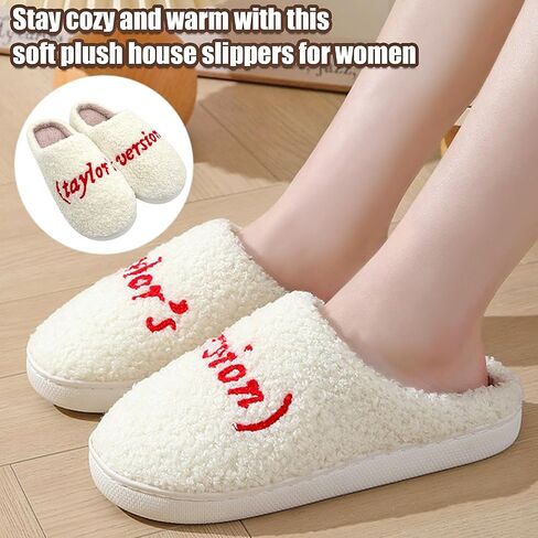 House Slippers for Women, Meet Me At Midnight Slippers Fluffy and Cozy Bedroom Slip On Shoes, Unisex ​for Indoor Outdoor Comfort -Ideal Holiday Birthday Gifts in Saudi Arabia