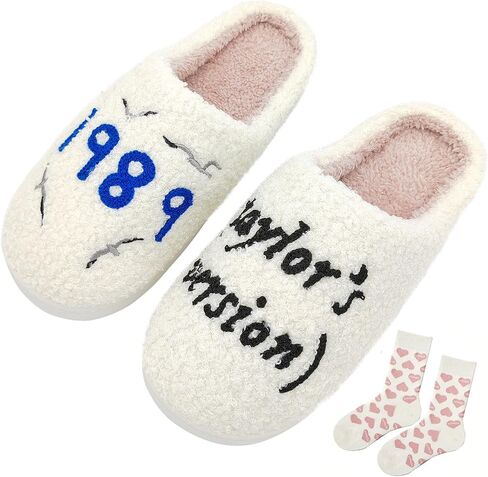 House Slippers for Women, Meet Me At Midnight Slippers Fluffy and Cozy Bedroom Slip On Shoes, Unisex ​for Indoor Outdoor Comfort -Ideal Holiday Birthday Gifts in Saudi Arabia